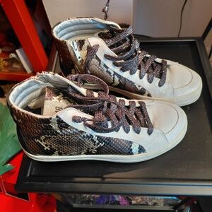 P448 Snake Print High-Top Sneakers